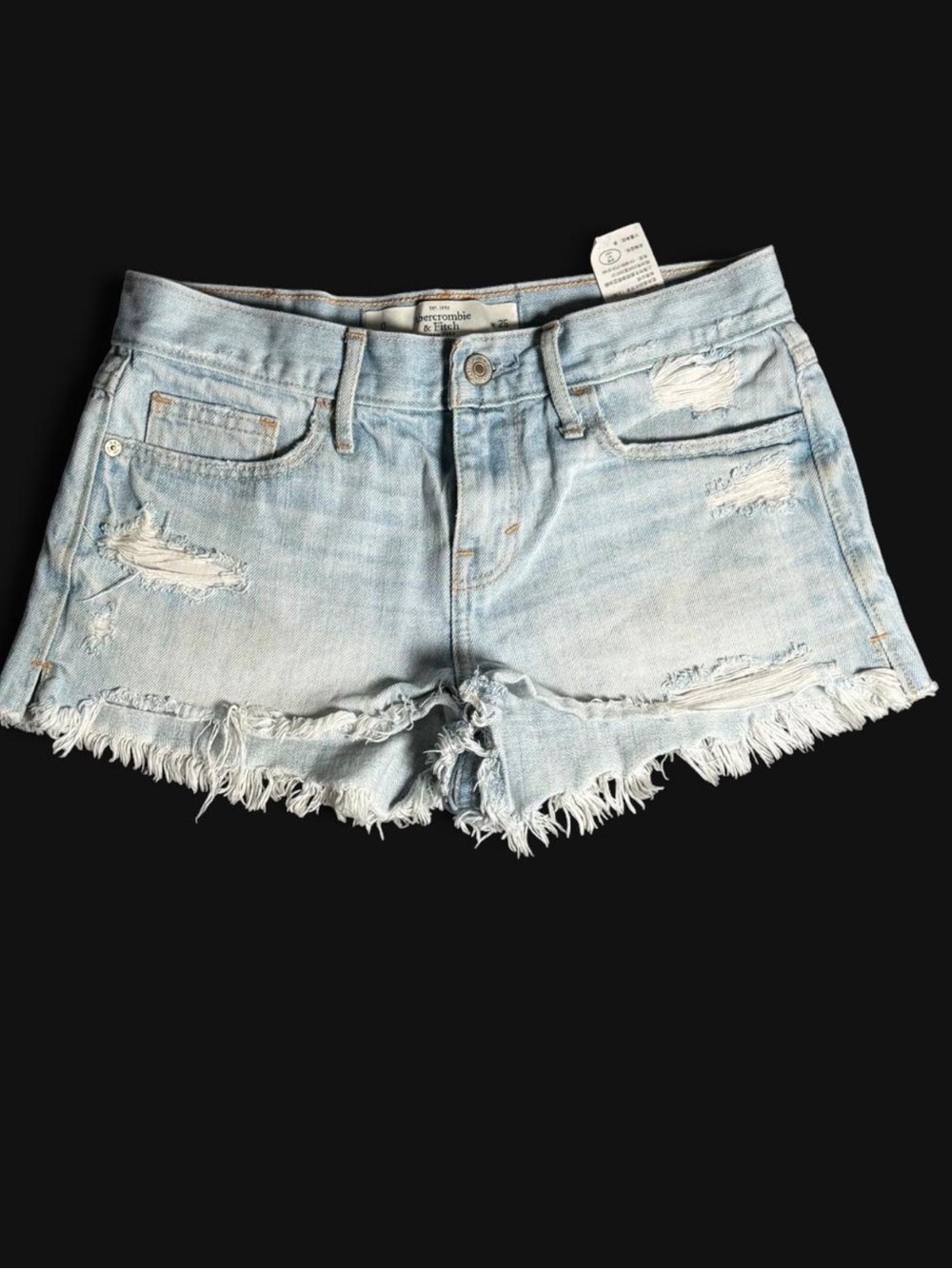 Abercrombie & Fitch Light Blue Distressed Denim Shorts
